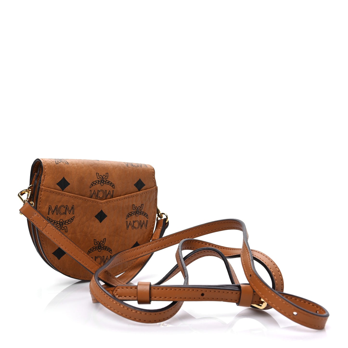 Visetos Small Patricia Round Crossbody Wallet Cognac