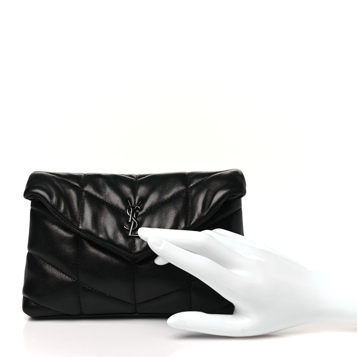 Lambskin Monogram Loulou Puffer Pouch Clutch Black