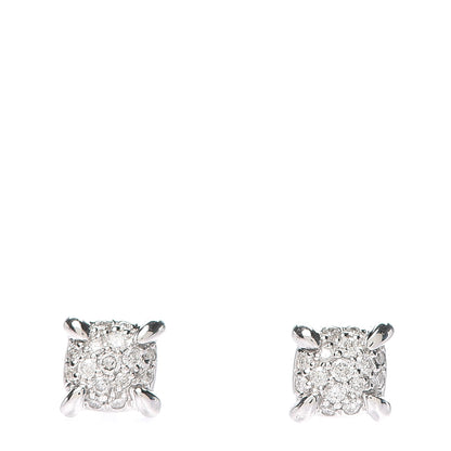 David Yurman 18K White Gold Diamond 5mm Chatelaine Stud Earrings 1 of 6