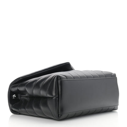 Saint Laurent Calfskin Y Quilted Monogram Small Loulou Chain Satchel Black 4 of 12