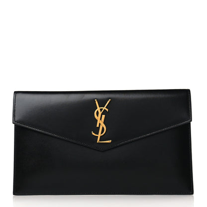 Saint Laurent Smooth Shiny Calfskin Monogram Uptown Pouch Black 1 of 8