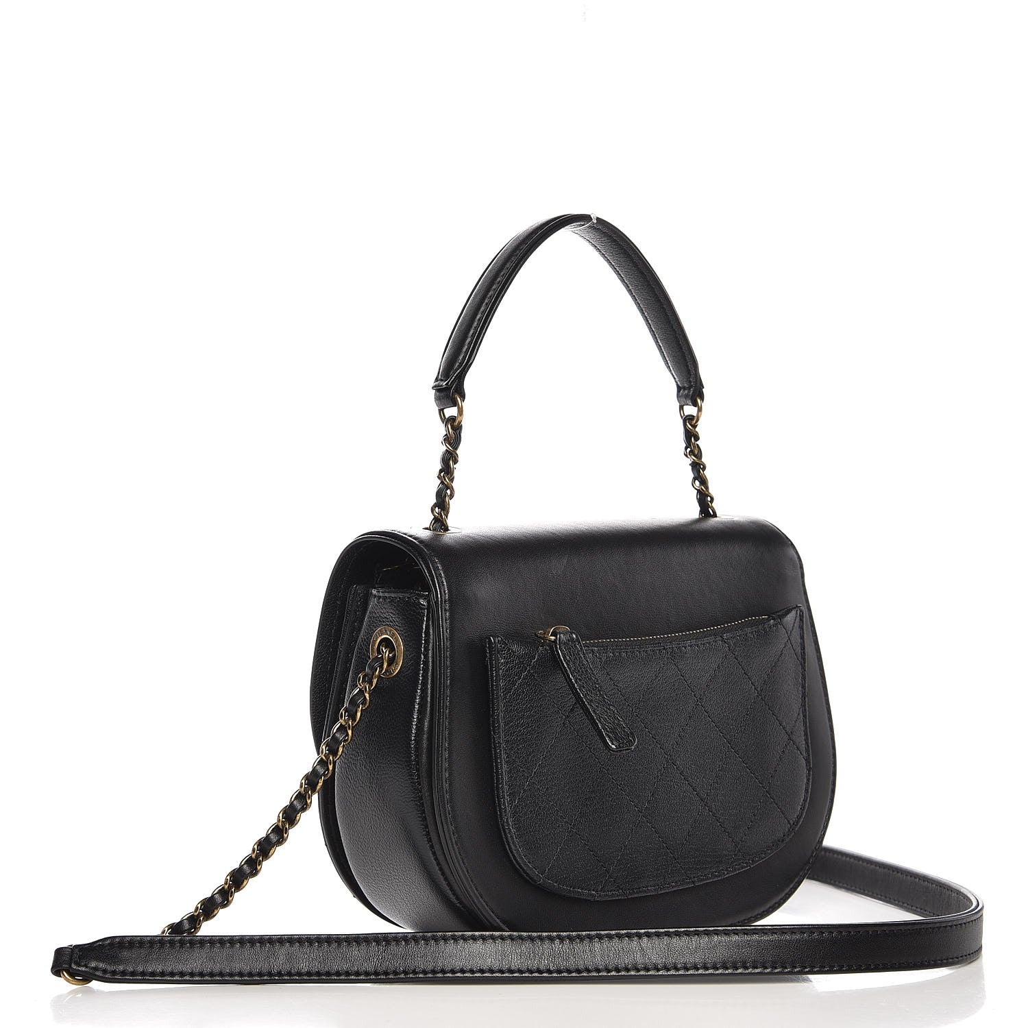 Chanel Shiny Calfskin Goatskin Quilted Small Coco Curve Messenger Flap Black 3 of 10
