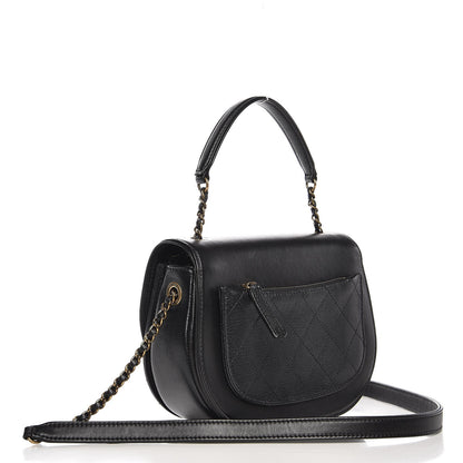 Chanel Shiny Calfskin Goatskin Quilted Small Coco Curve Messenger Flap Black 3 of 10