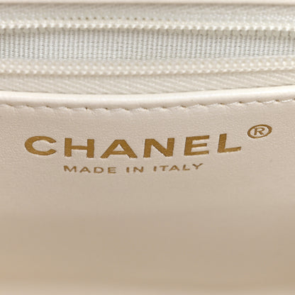 Chanel Shiny Aged Calfskin Quilted Nano Kelly Shopper White 6 of 12