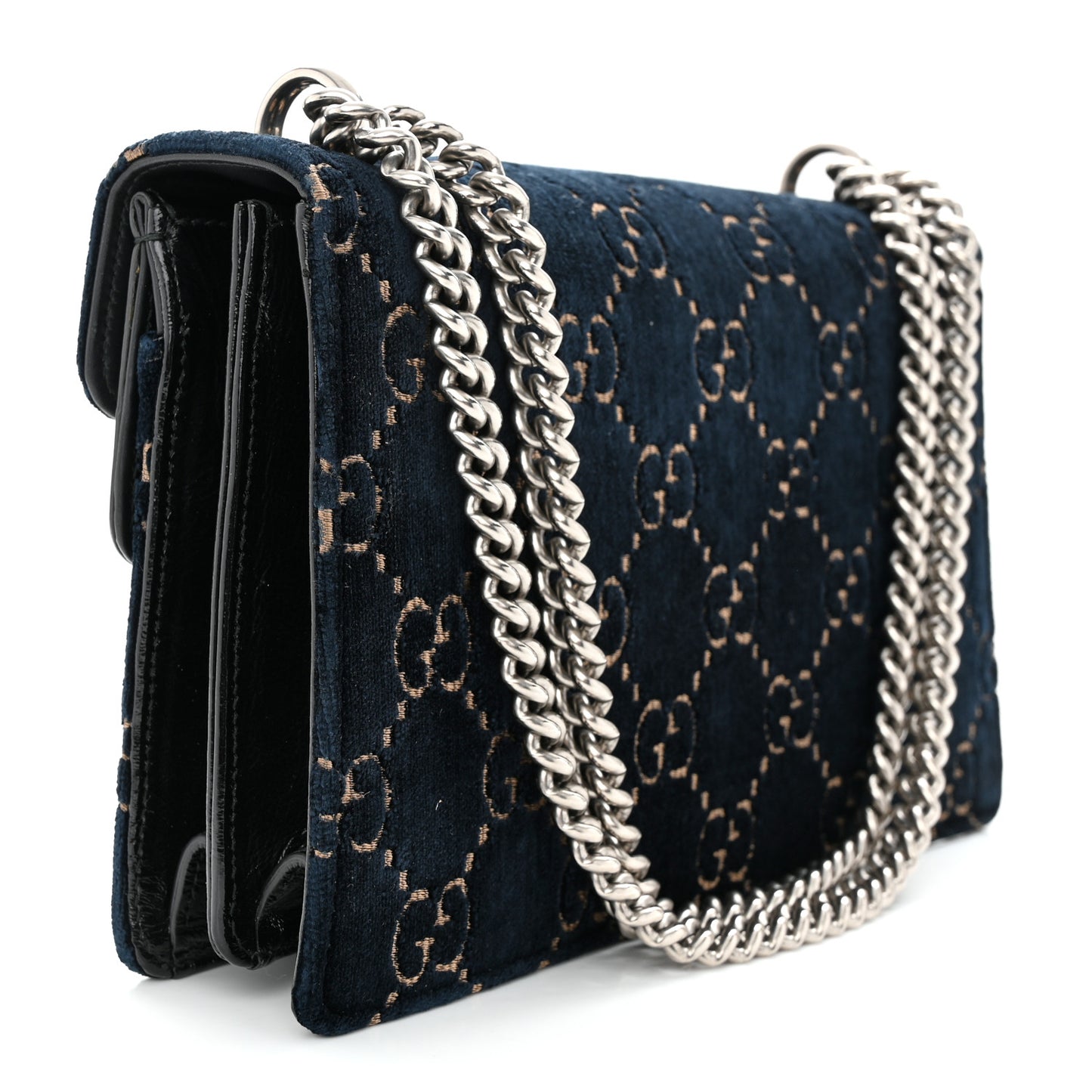 Velvet Skipper GG Monogram Small Dionysus Shoulder Bag Blue Beige Black
