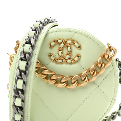 Chanel Lambskin Quilted Chanel 19 Round Clutch With Chain Light Green 8 of 11