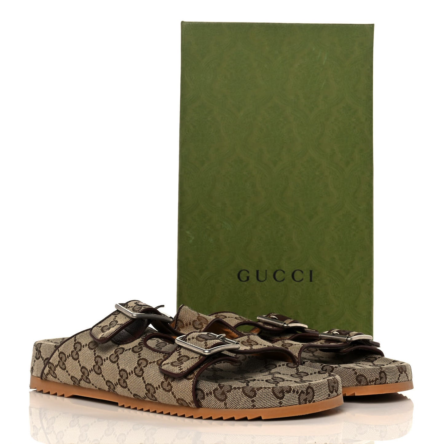 GG Monogram Lavaredo Eco Fabric Mens Slide Sandals With Straps 12 Beige Ebony Light Brown