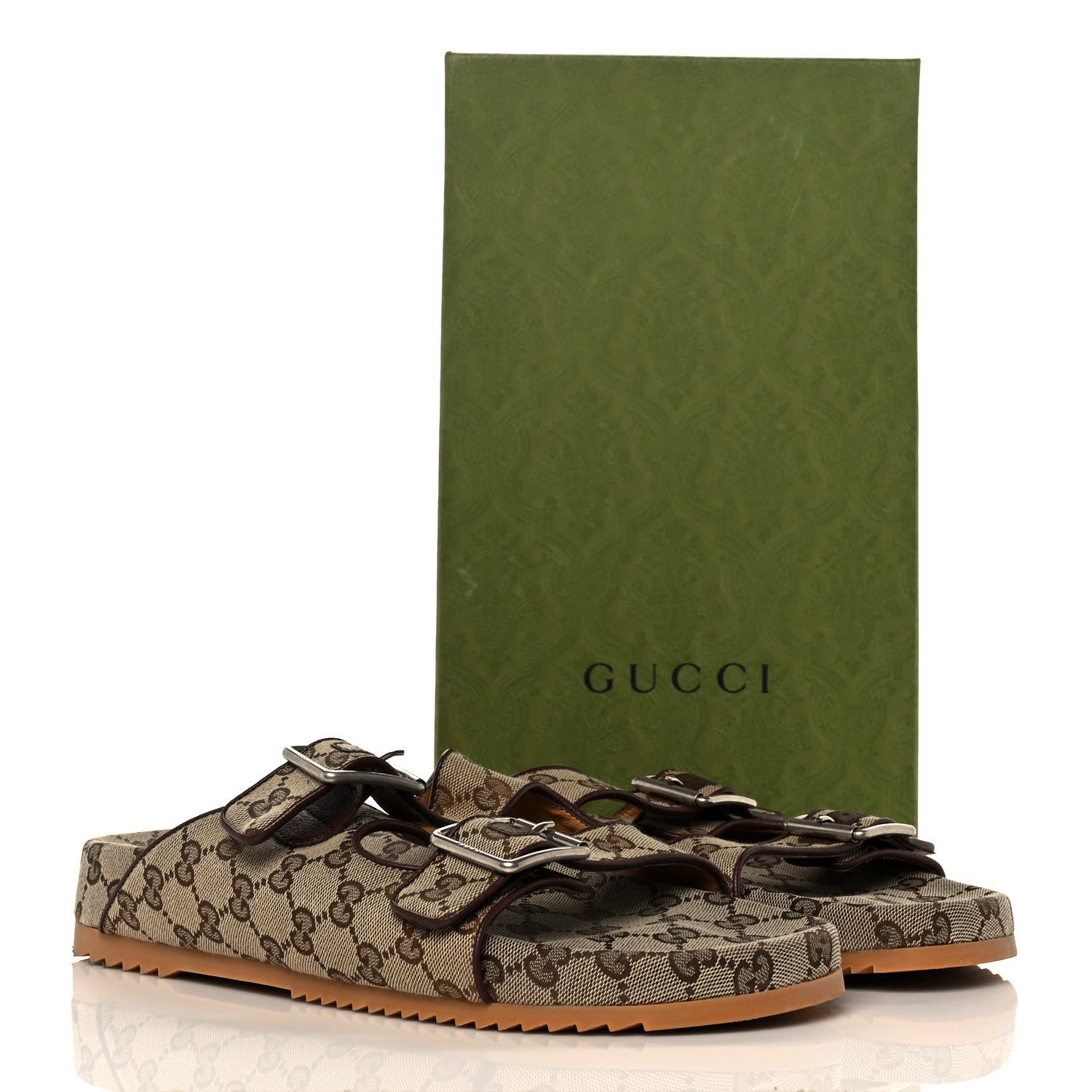 Gucci GG Monogram Lavaredo Eco Fabric Mens Slide Sandals With Straps 12 Beige Ebony Light Brown 10 of 10