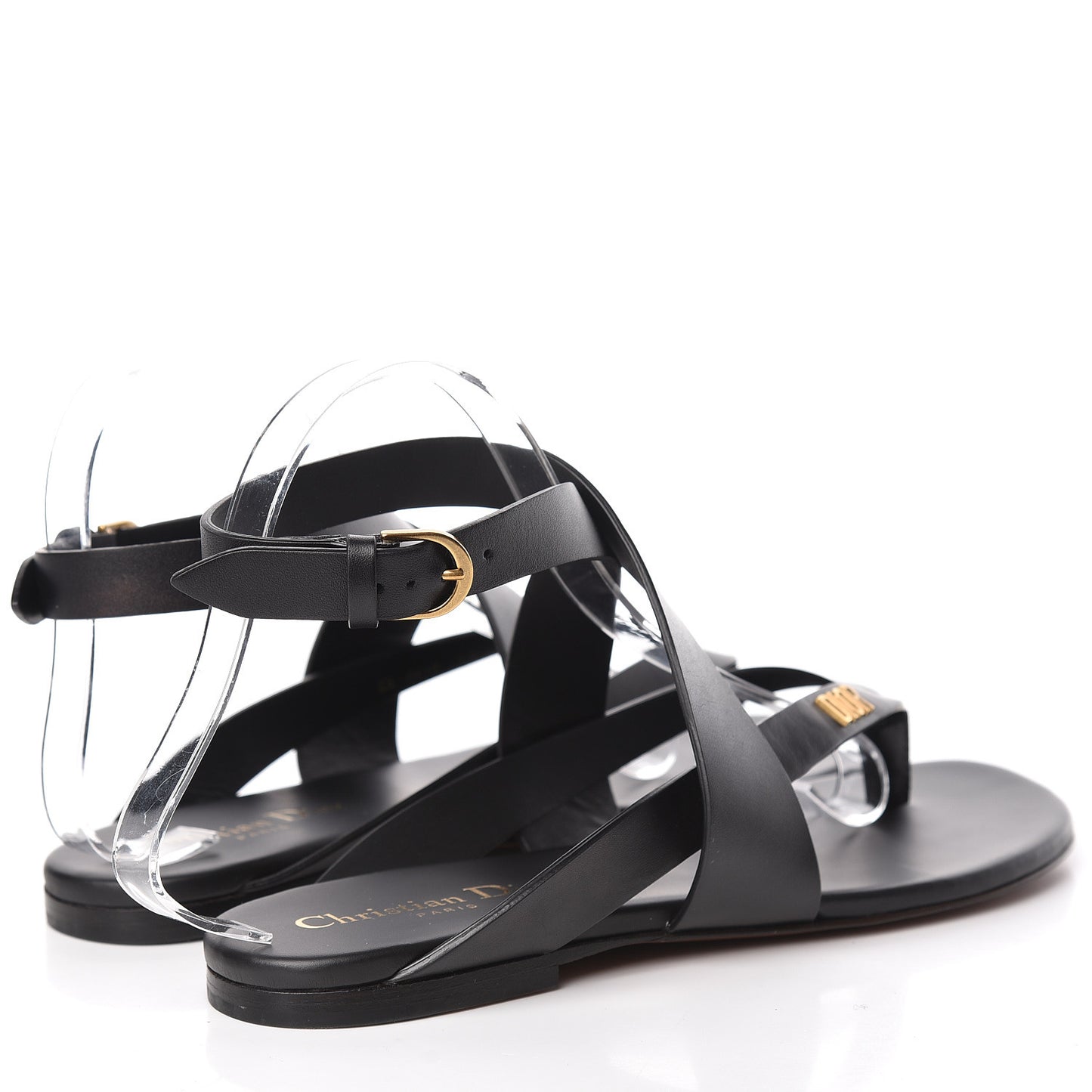 Calfskin Up Thong Sandal 37 Black