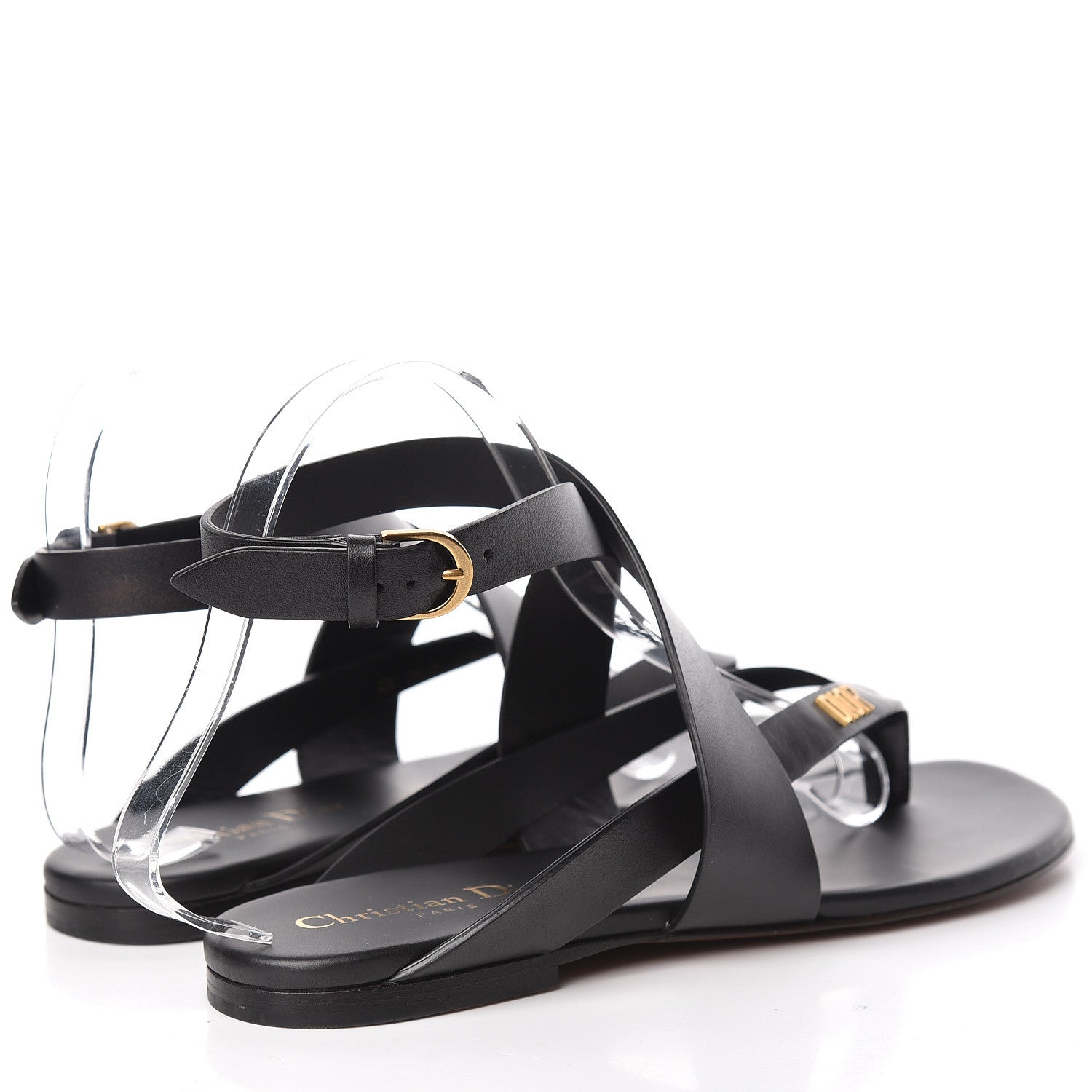 Christian Dior Calfskin Up Thong Sandal 37 Black 4 of 9