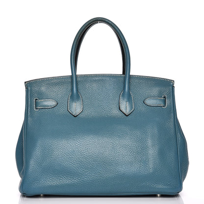 Hermes Taurillon Clemence Birkin 30 Blue Jean 4 of 35
