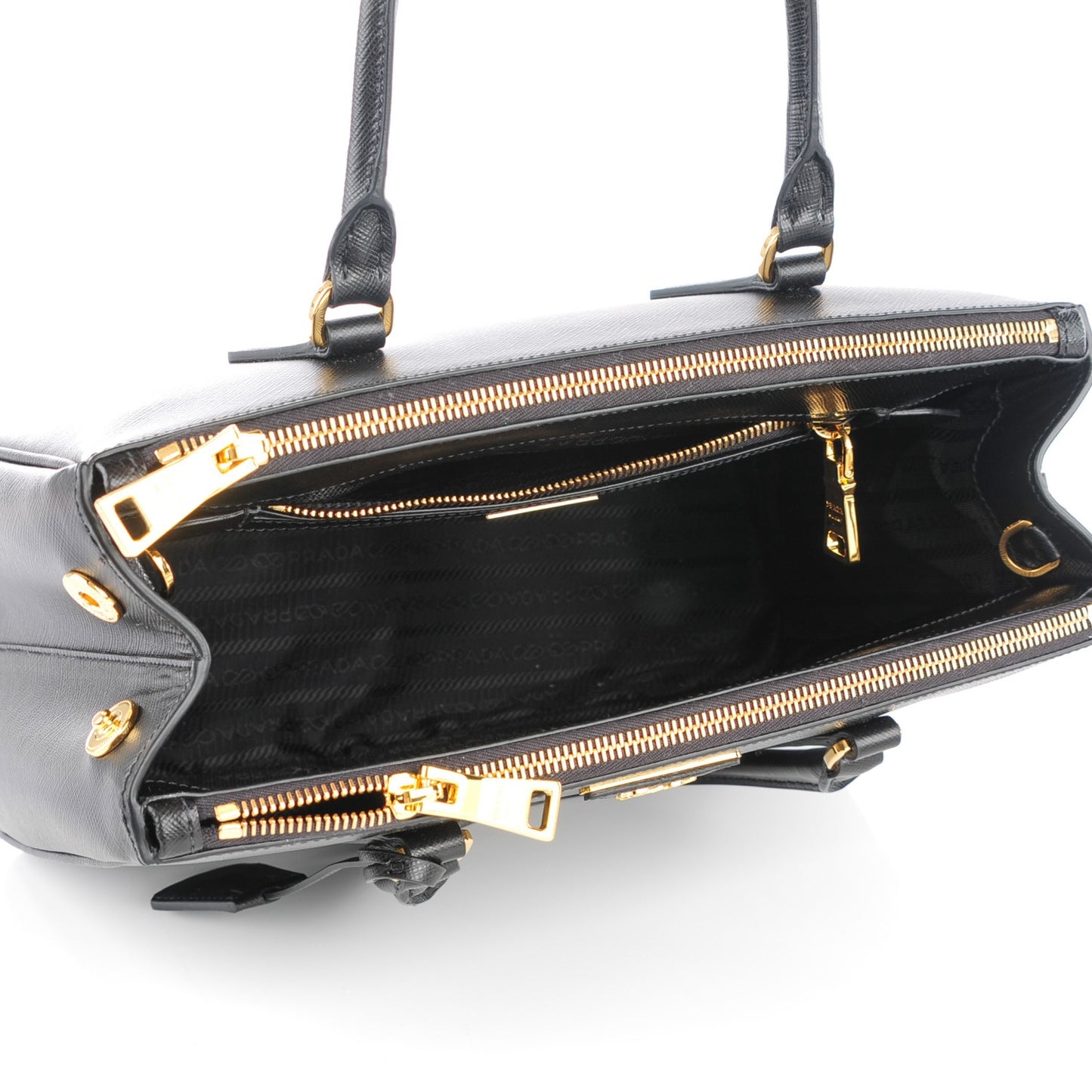 Saffiano Small Galleria Double Zip Tote Black