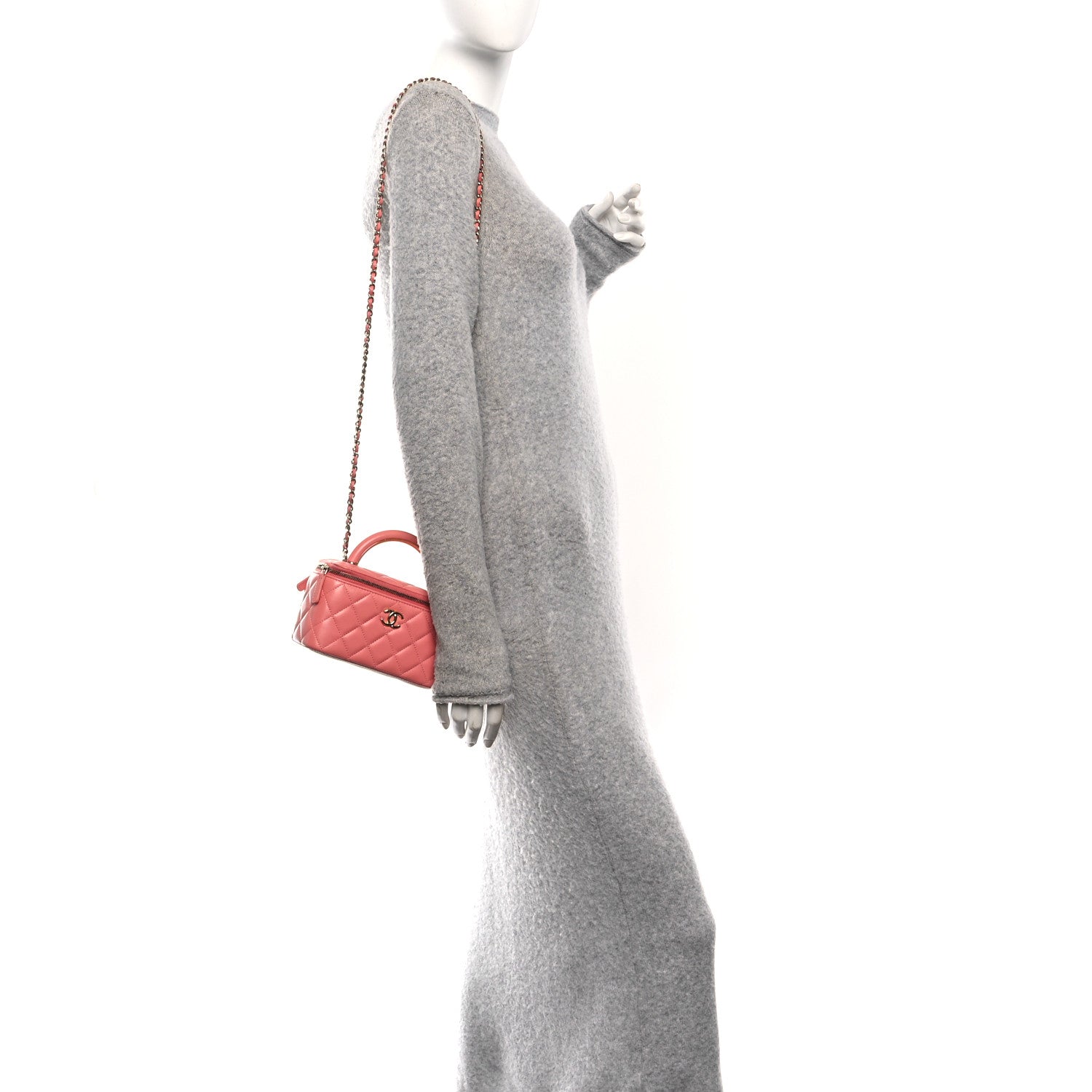 Chanel Lambskin Quilted Small Charming Top Handle Vanity Case With Chain Pink 2 of 11