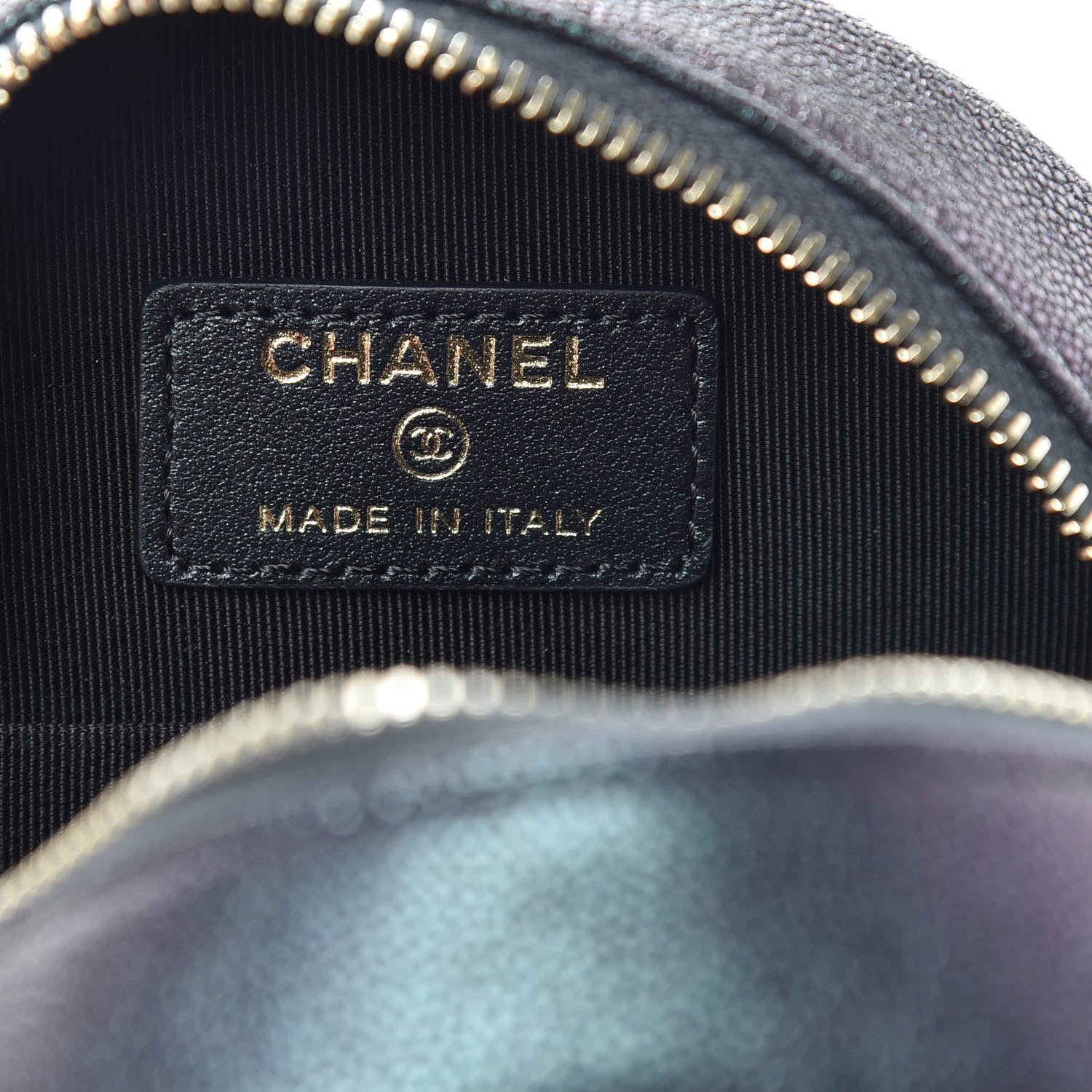 Chanel Iridescent Caviar Quilted Round Clutch With Chain Black 6 of 8