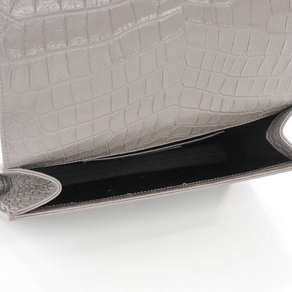 Saint Laurent Croc Embosssed Calfskin Classic Kate Monogram Clutch Fog 5 of 8