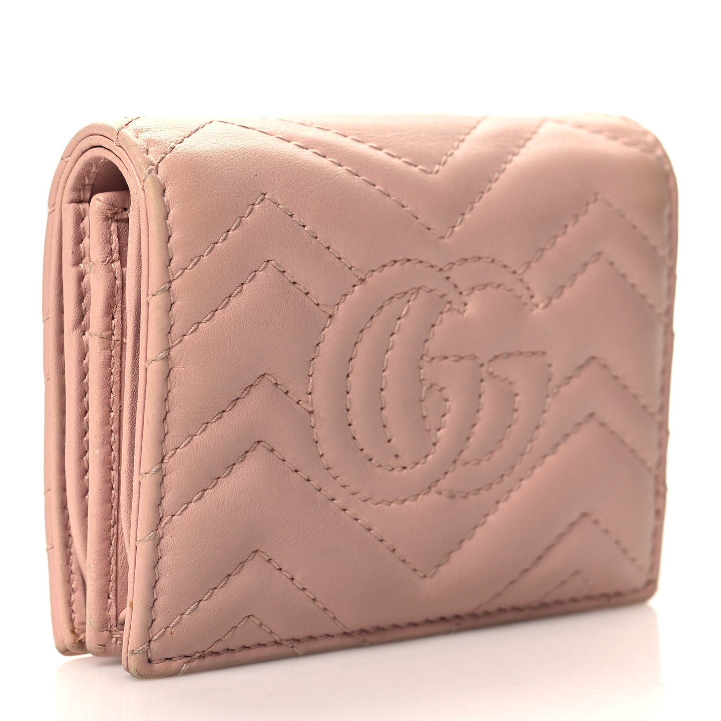 Calfskin Matelasse GG Marmont Card Case Wallet Perfect Pink