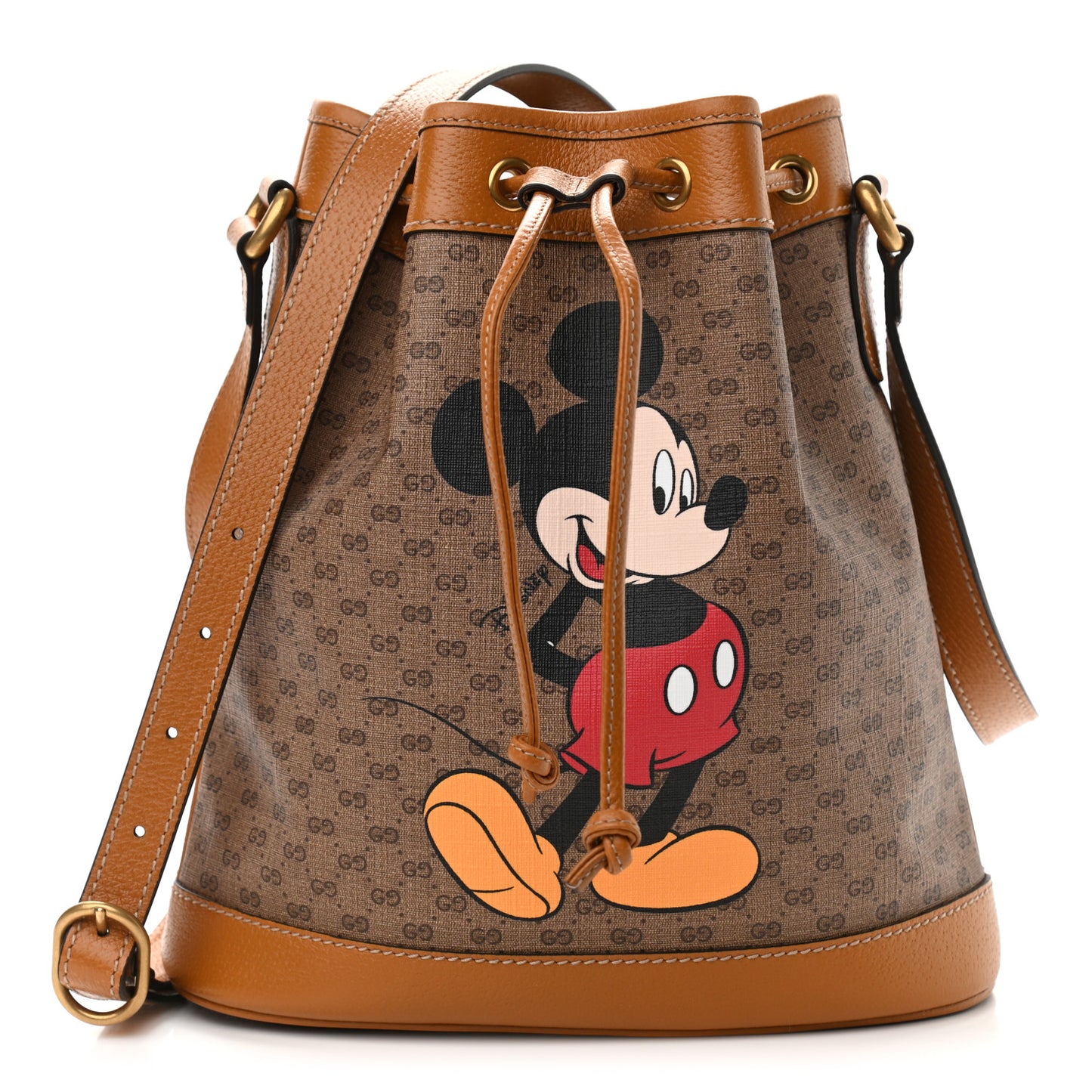 X DISNEY Mini Vintage GG Supreme Monogram Bucket Bag Beige Vintage Sun Oil