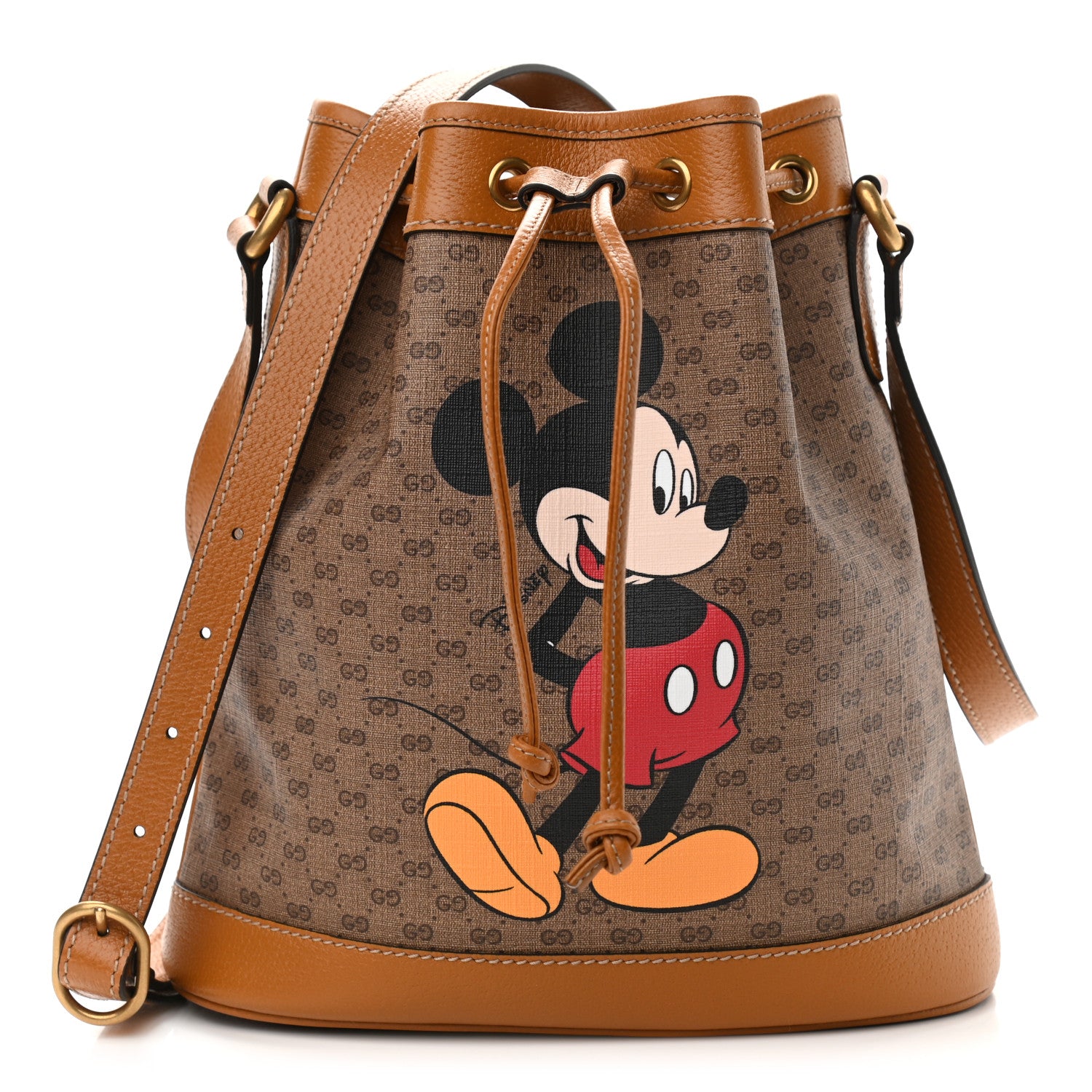 Gucci X DISNEY Mini Vintage GG Supreme Monogram Bucket Bag Beige Vintage Sun Oil 1 of 11