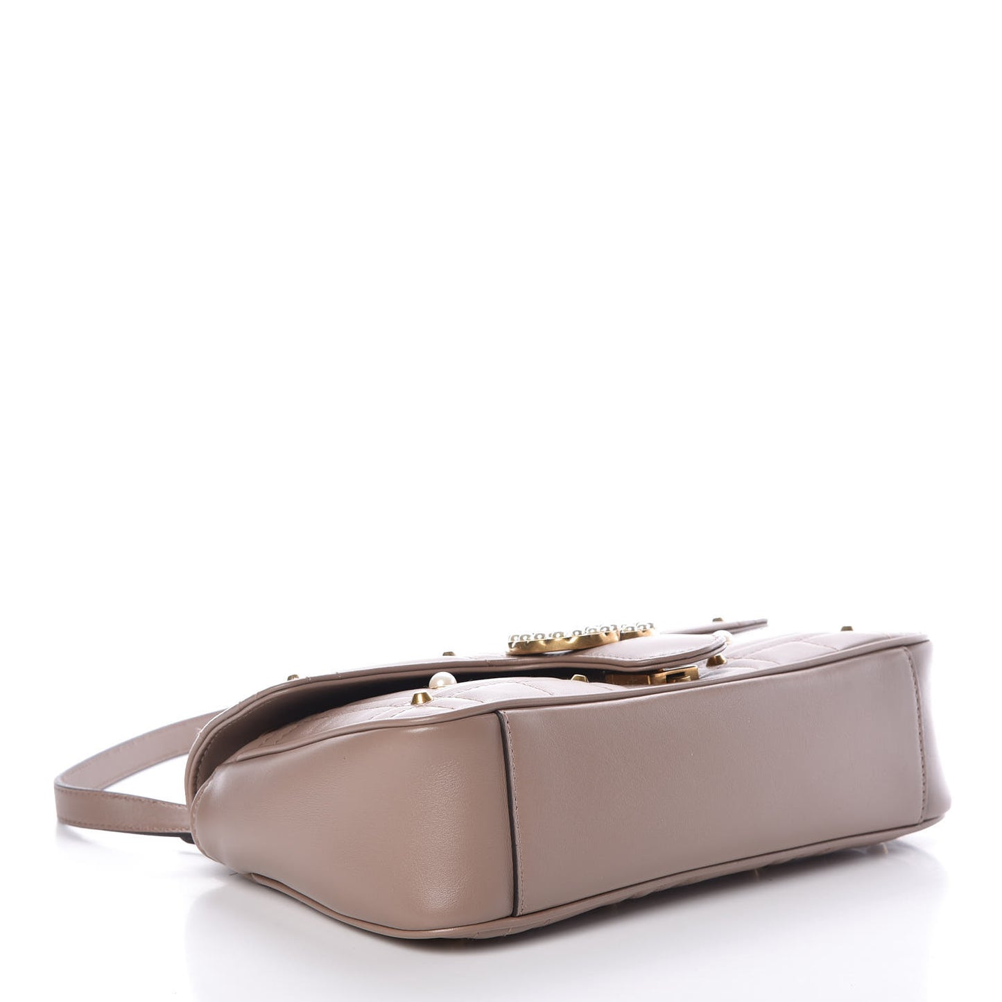 Calfskin Matelasse Studded Mini Pearly GG Marmont Shoulder Bag Porcelain Rose
