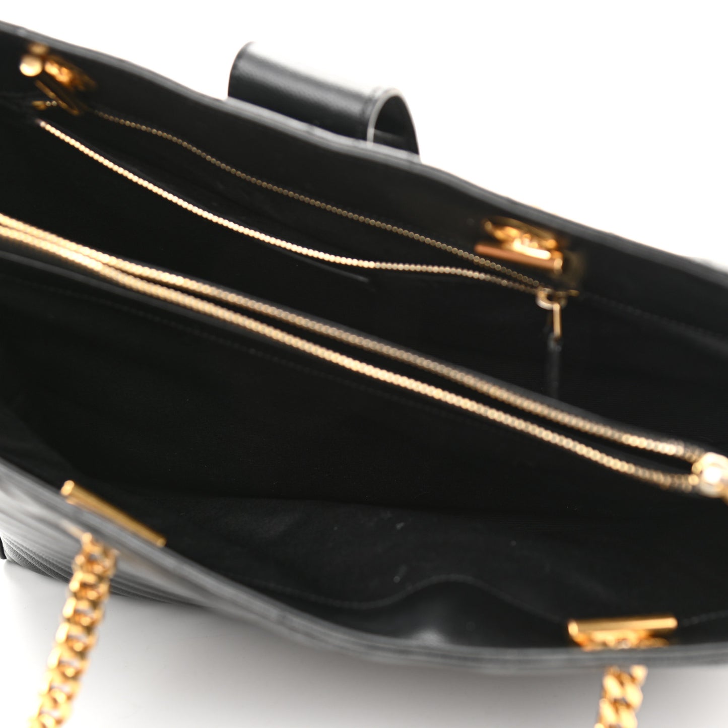 Grain De Poudre Matelasse Chevron Monogram Shopping Bag Black