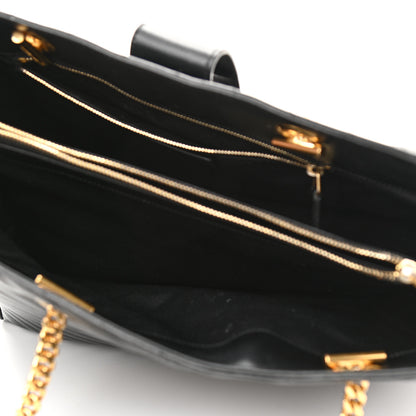 Saint Laurent Grain De Poudre Matelasse Chevron Monogram Shopping Bag Black 5 of 13