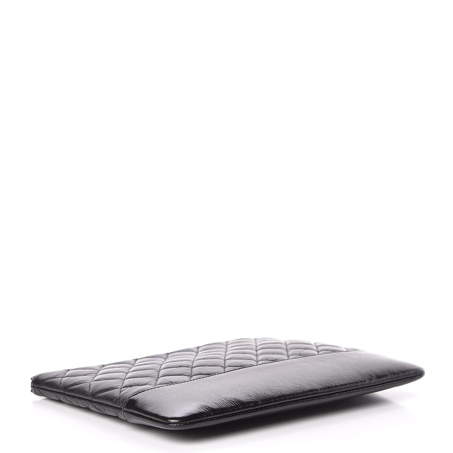 Aged Calfskin Quilted Medium Gabrielle Cosmetic Case Black