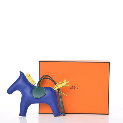 Hermes Milo Lambskin Grigri Rodeo Horse Bag Charm GM Bleu Electrique Malachite Lime 3 of 4