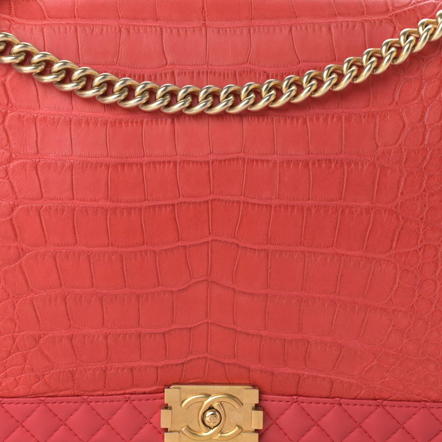 Chanel Alligator Large Boy Reverso Flap Red 8 of 10