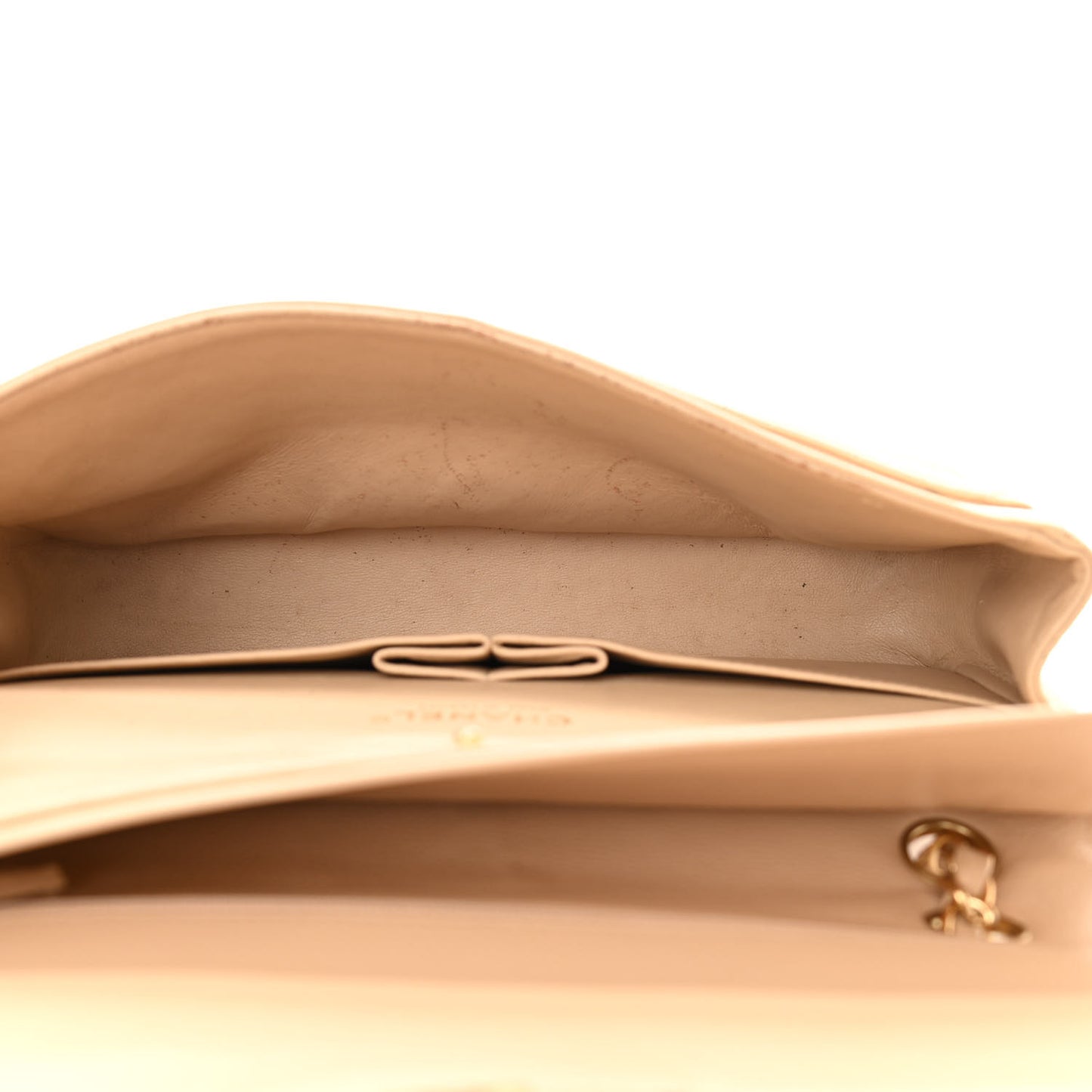 Caviar Quilted Medium Double Flap Beige