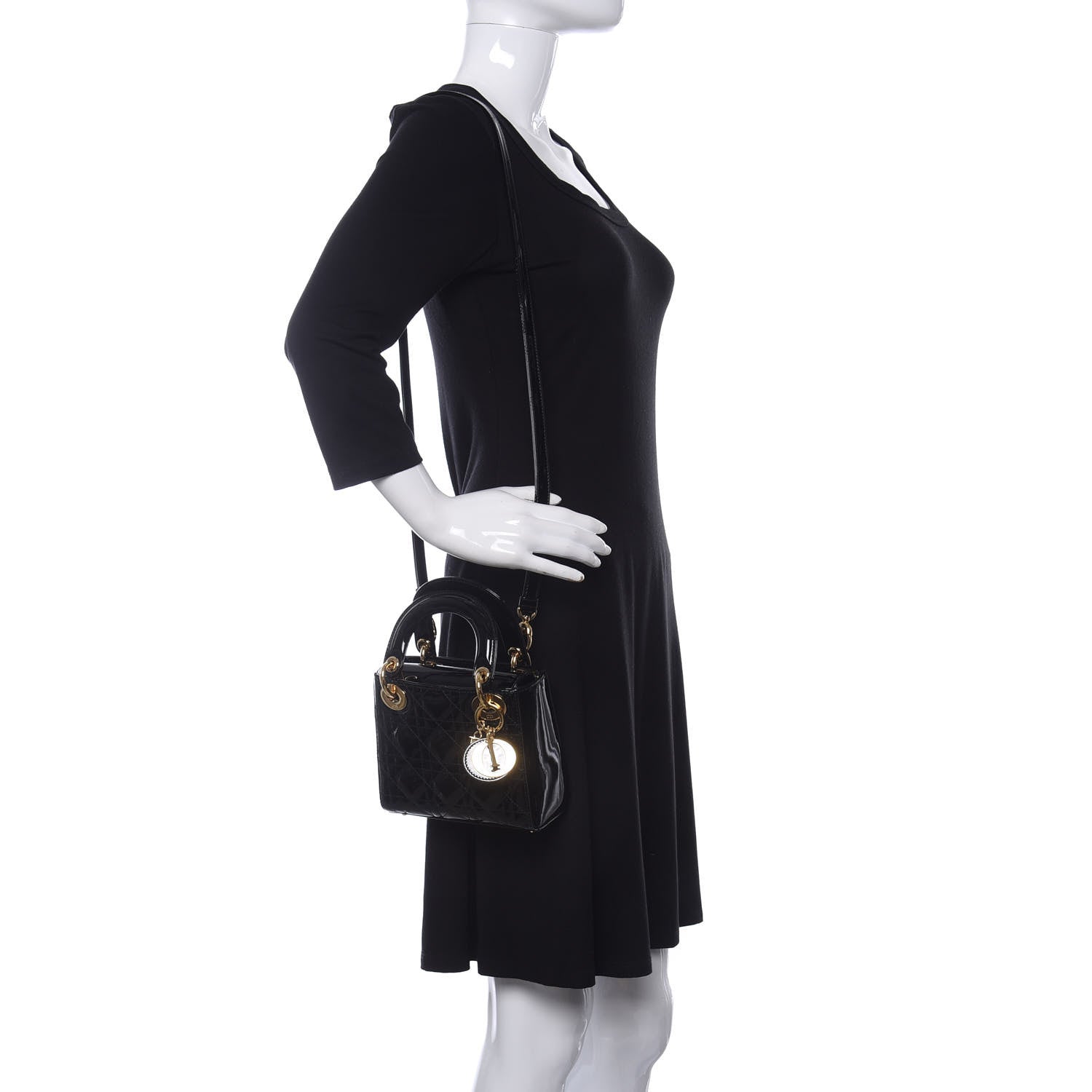 Christian Dior Patent Cannage Mini Lady Dior Black 2 of 11