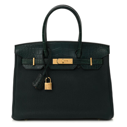 Hermes Togo Matte Alligator Birkin Touch 30 Vert Cypress 1 of 12