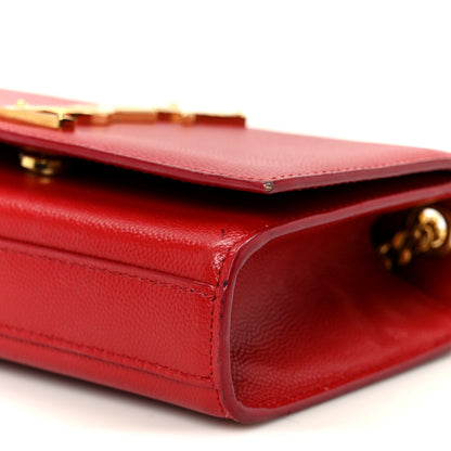 Saint Laurent Grain De Poudre Small Monogram Kate Satchel Red 11 of 11