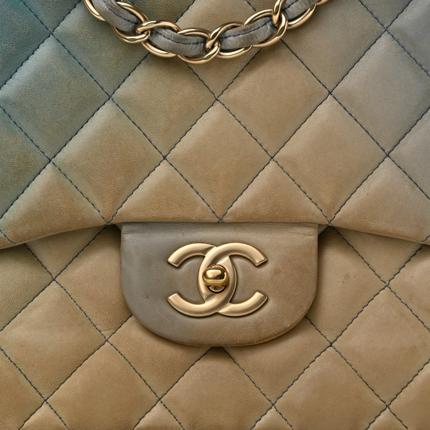 Chanel Lambskin Degrade Quilted Jumbo Single Flap Light Blue 8 of 17