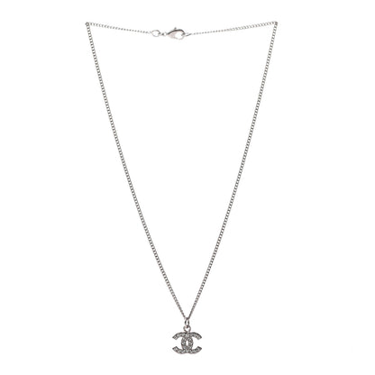 Chanel Crystal Timeless CC Necklace Silver 3 of 5