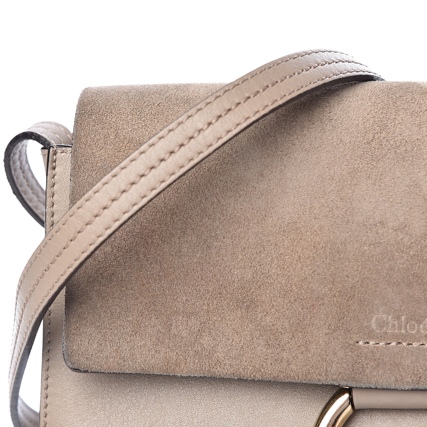 Suede Calfskin Small Faye Shoulder Bag Motty Grey
