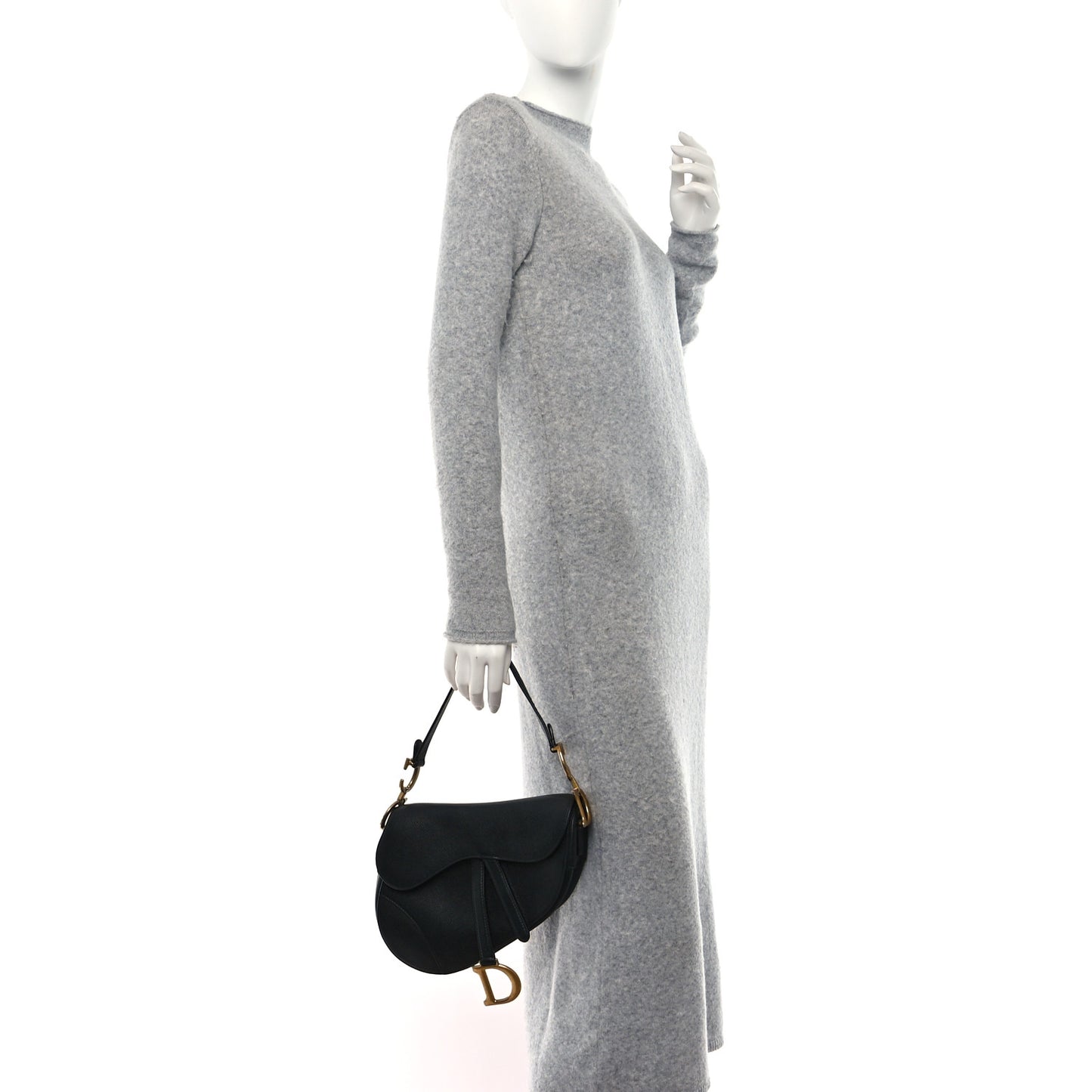 Grained Calfskin Saddle Bag Black