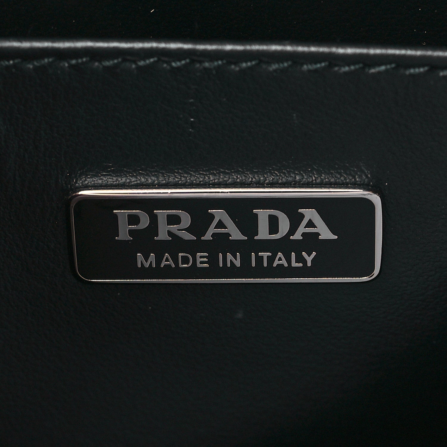 Prada Soft Calfskin Triangle Logo Embossed Small Double Handle Crossbody Tote Black 6 of 9