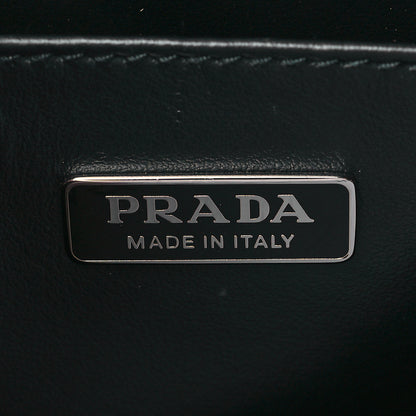 Prada Soft Calfskin Triangle Logo Embossed Small Double Handle Crossbody Tote Black 6 of 9
