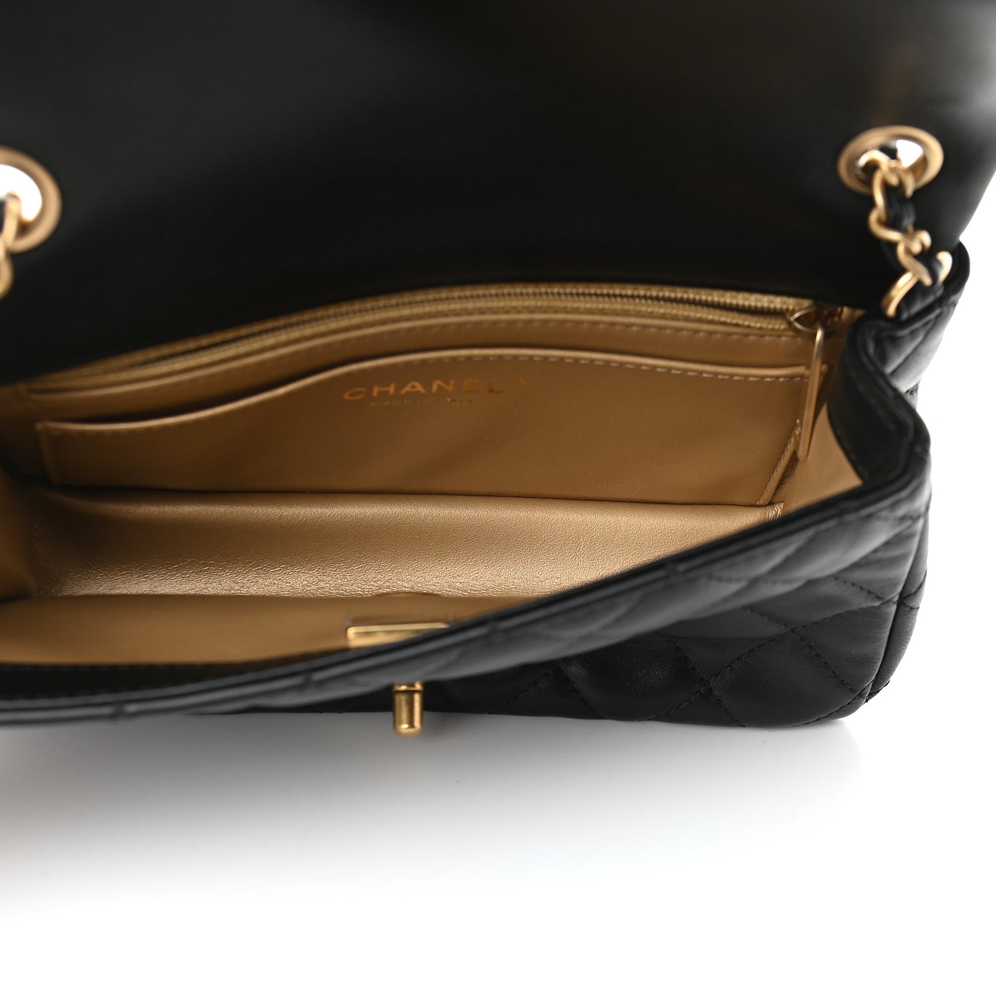 Lambskin Quilted Mini Rectangular Pearl Crush Flap Black