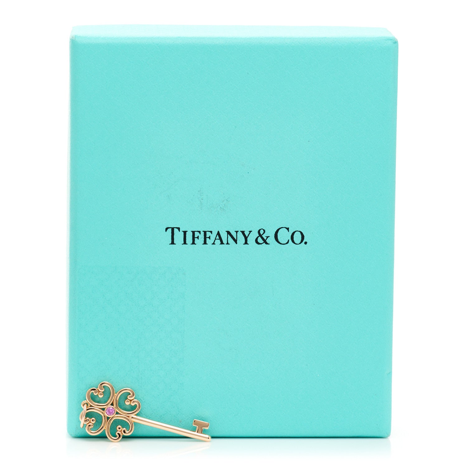 Tiffany 18K Rose Gold Pink Sapphire Quatra Key Pendant 4 of 4