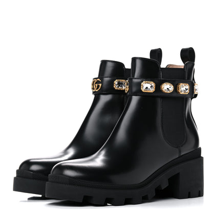 Gucci Calfskin Crystal GG Trip Chelsea Ankle Boots 39 Black 3 of 13