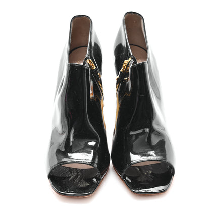 Chanel Patent Calfskin Peep Toe Short Ankle Boots 41 Black Gold 3 of 9