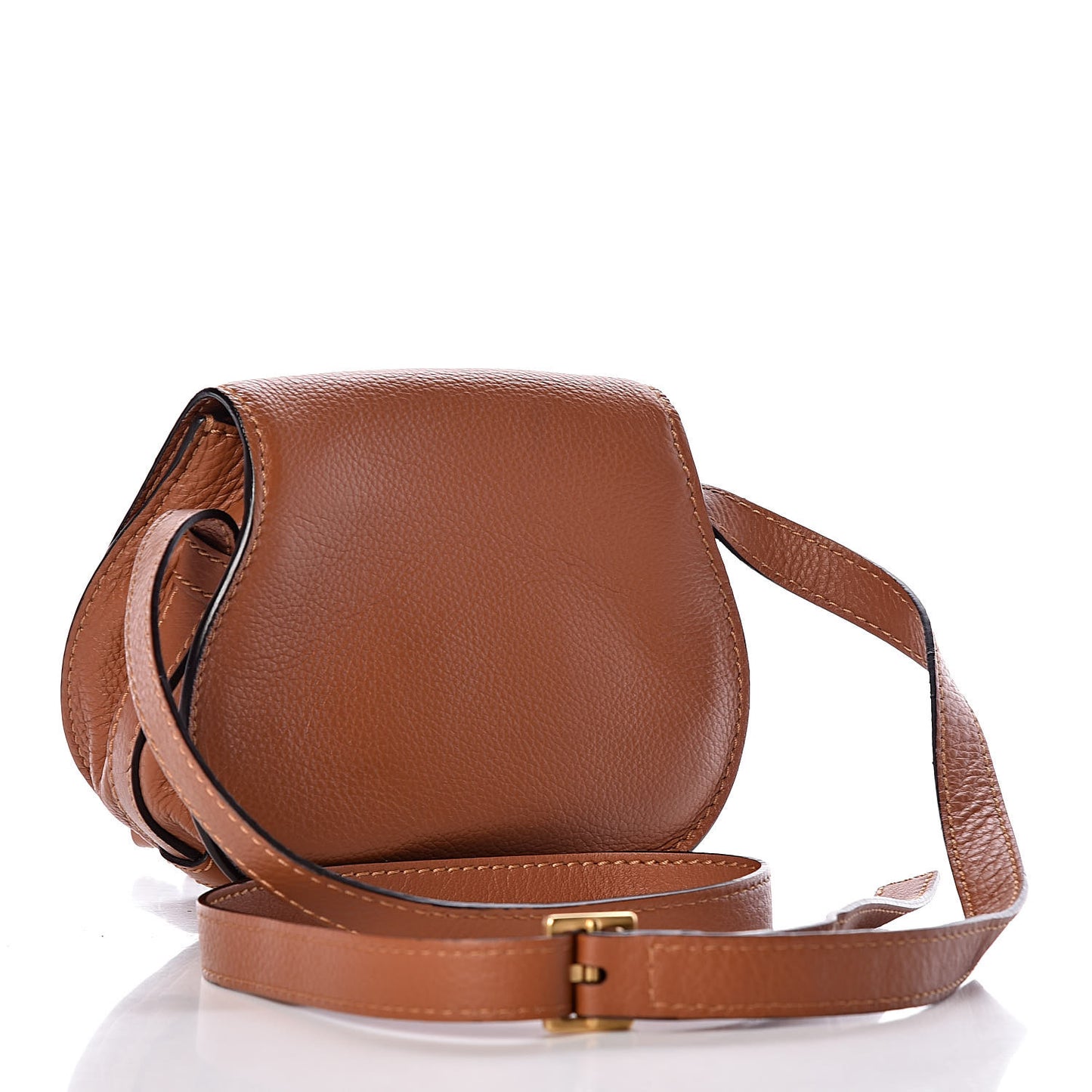 Calfskin Mini Marcie Round Crossbody Bag Mustard Brown