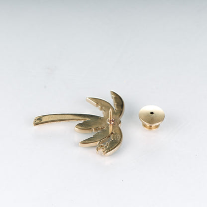 Chanel Enamel Pearl Palm Tree Brooch Green Gold 3 of 4