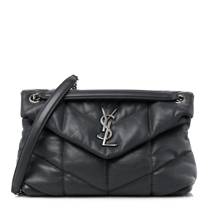 Saint Laurent Lambskin Quilted Small Loulou Puffer Monogram Chain Satchel Storm 1 of 11
