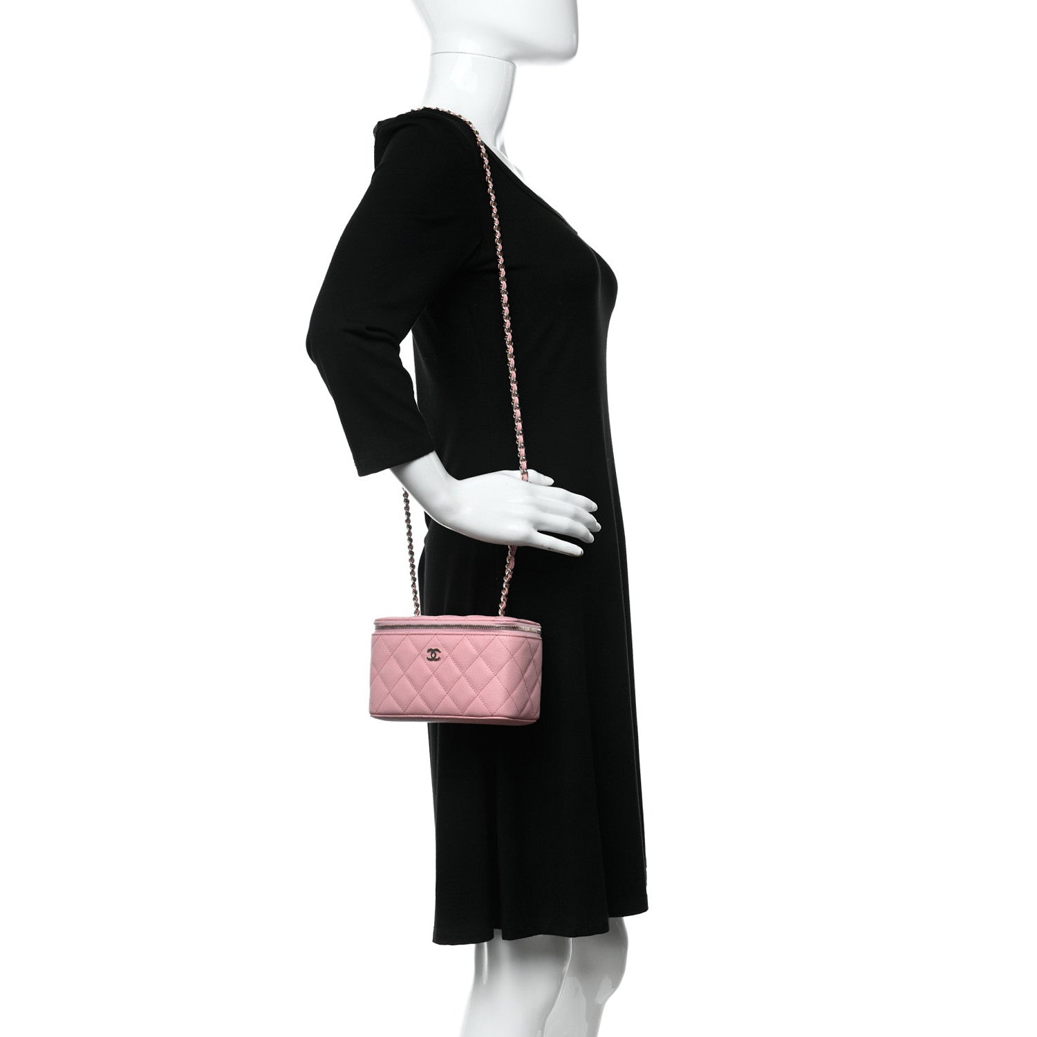 Chanel Caviar Quilted Small Vanity Case With Chain Pink 2 of 9