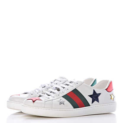 Gucci Calfskin Ayers Web Star Embroidered Mens Ace Sneakers 8.5 White Multi 3 of 11