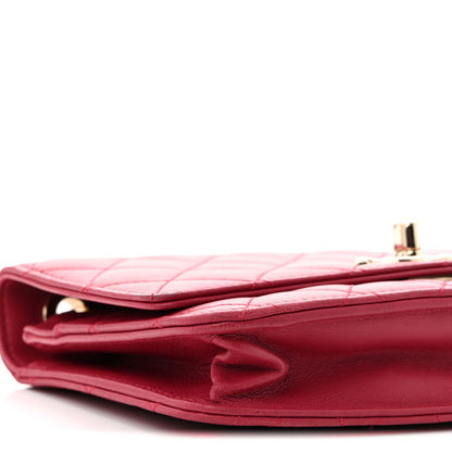 Chanel Lambskin Quilted Trendy CC Wallet On Chain WOC Dark Pink 10 of 13