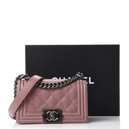Chanel Calfskin Double Stitch Small Boy Flap Light Purple 12 of 12