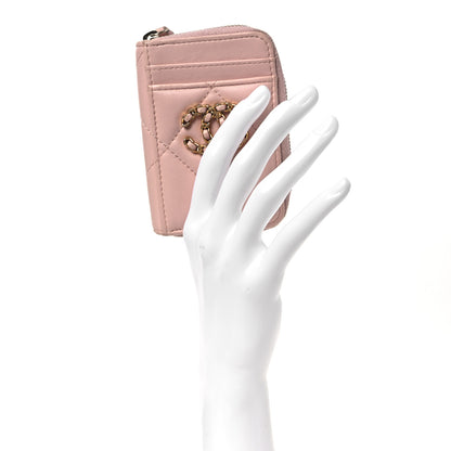 Chanel Lambskin Quilted Chanel 19 Vertical Zip Card Holder Wallet Light Pink 2 of 10